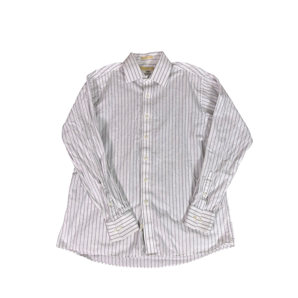 Michael‎ Kors Mens Striped Button Down Dress Shirt XL 17 36/37 Long Sleeve